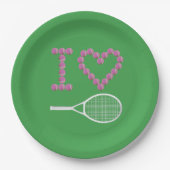 Modernes I Liebe Tennis Green Pappteller (Vorderseite)