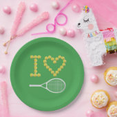 Modernes I Liebe Tennis Green Pappteller (Party)