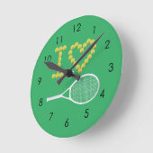 Modernes I Liebe Tennis Green Runde Wanduhr (Winkel)