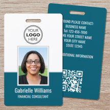 Modernes ID Foto Business QR Security Aquamarines 