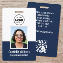 Modernes ID-Foto Business QR Security Blue Navy