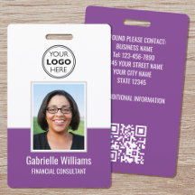 Modernes ID Foto Business QR Security Lila Abzeich