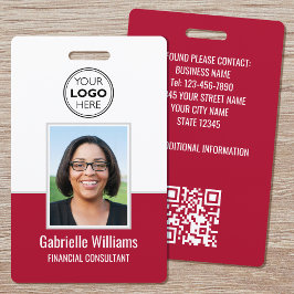 Modernes ID Foto Business QR Security Red Abzeiche Ausweis
