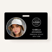 Modernes ID-Foto-Logo QR-Code Schwarz-weiße Sicher Ausweis (Vorderseite)