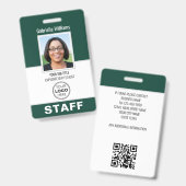 Modernes ID-Foto-Sicherheitspersonal bekommt grüne Ausweis (Vorder- & Rückseite)