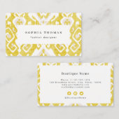 Modernes Ikat-Muster gelb beruflich Visitenkarte (Vorne/Hinten)