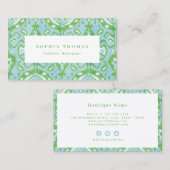 Modernes Ikat-Muster grün beruflich Visitenkarte (Vorne/Hinten)