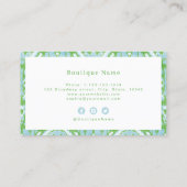 Modernes Ikat-Muster grün beruflich Visitenkarte (Rückseite)