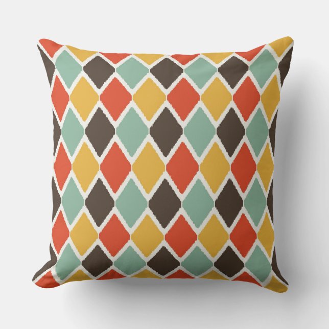 Modernes ikat Stammes- Modemuster Kissen (Vorderseite)