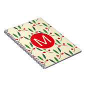 Modernes illustriertes rotes Beerenmuster Monogram Notizblock (Rechte Seite)