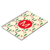Modernes illustriertes rotes Beerenmuster Monogram Notizblock (Linke Seite)