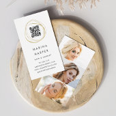 Modernes Imitat Gold Abstrakt QR Code Foto Portfol Visitenkarte