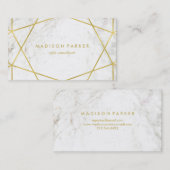 Modernes Imitat-Gold geometrisch auf weißem Marmor Visitenkarte (Vorne/Hinten)