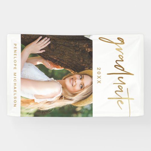 Modernes Imitat Gold Graduate Script Foto Banner (Horizontal)