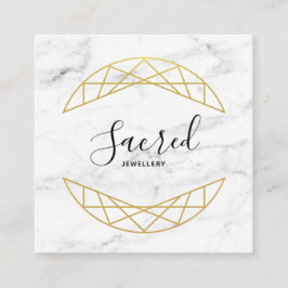 Modernes Imitat Gold und Marmor-quadratische Quadratische Visitenkarte