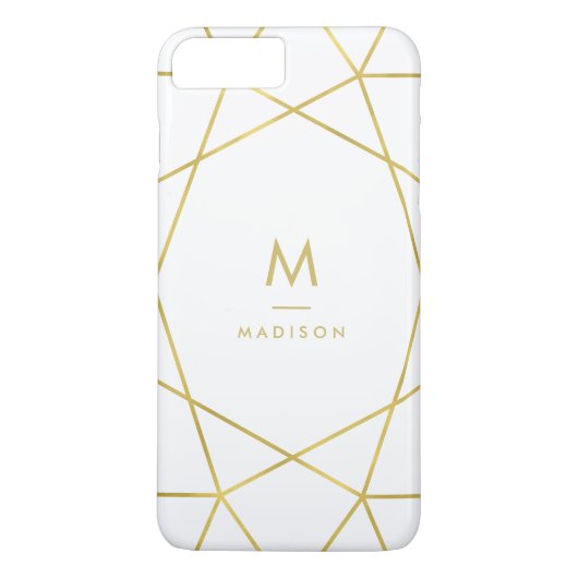 Modernes Imitat-Goldgeometrisches Muster auf Weiß Case-Mate iPhone Hülle (Rückseite)