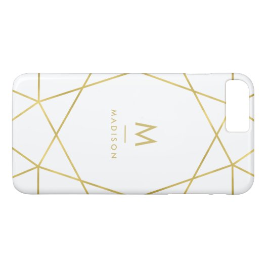Modernes Imitat-Goldgeometrisches Muster auf Weiß Case-Mate iPhone Hülle (Rückseite (Horizontal))