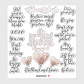Modernes Imitat Rose Gold Motivierend Quotes Pack Aufkleber (Blatt)