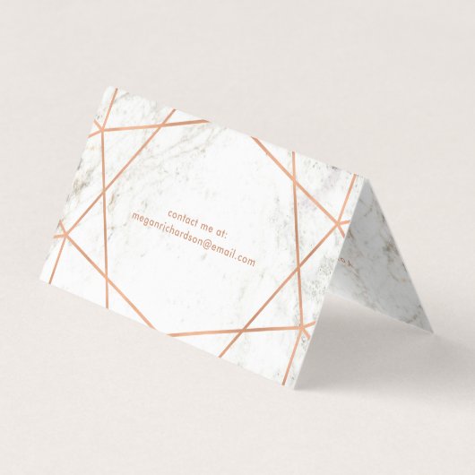 Modernes Imitat-Rosen-Gold geometrisch auf weißem Visitenkarten (Rückseite)