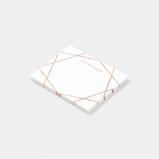 Modernes Imitat-Rosen-Gold geometrisch Post-it Klebezettel (angewinkelt)