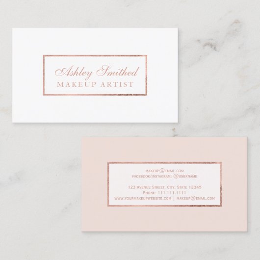 Modernes Imitat-Rosengold erröten weißes einfaches Visitenkarte (Vorne/Hinten)