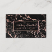Modernes Imitat-Rosengoldschwarzmarmor Chicmake-up Visitenkarte (Vorderseite)
