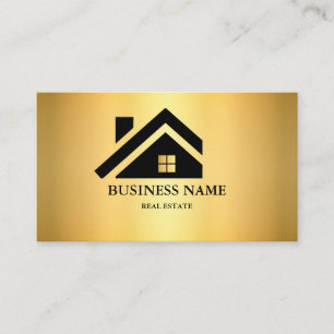 Modernes Immobilien-Haus-Logo Schwarz & Gold Visitenkarte