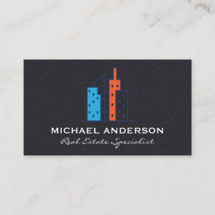 Modernes Immobilien-Logo   Leder Visitenkarte