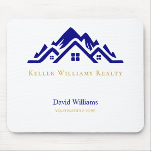 Modernes Immobilien-Weiß- und Gold-Kundenlogo Mousepad