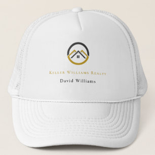 Modernes Immobilien-Weiß- und Gold-Kundenlogo Truckerkappe