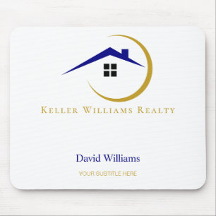 Modernes Immobilien-Weiß- und Gold-Logo Mousepad