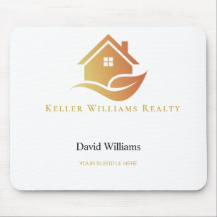 Modernes Immobilien-Weiß- und Gold-Logo Mousepad