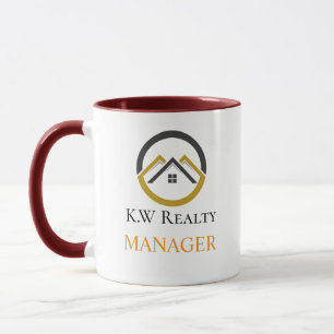 Modernes Immobilien-Weiß- und Gold-Logo Tasse