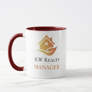 Modernes Immobilien-Weiß- und Gold-Logo Tasse