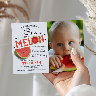 Modernes in einem Melon-Foto | Sommerlicher Kinder Einladung