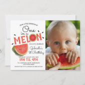 Modernes in einem Melon-Foto | Sommerlicher Kinder Einladung (Vorderseite)