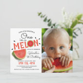 Modernes in einem Melon-Foto | Sommerlicher Kinder Einladung (Stehend Vorderseite)