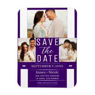 Modernes Indigo Lila Save the Date HochzeitsFoto Magnet