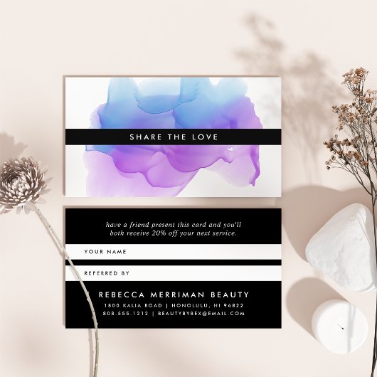 Modernes Indigo-Watercolor-Grundstück | Empfehlungskarte