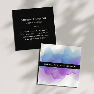 Modernes Indigo-Watercolor-Grundstück Quadratische Visitenkarte
