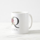 Modernes, individualisierbares Mit Monogramm Blume Kaffeetasse (VorderseiteRechts)