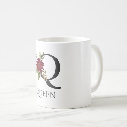 Modernes, individualisierbares Mit Monogramm Blume Kaffeetasse (VorderseiteRechts)