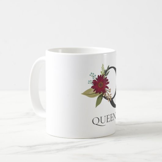 Modernes, individualisierbares Mit Monogramm Blume Kaffeetasse (Vorderseite Links)