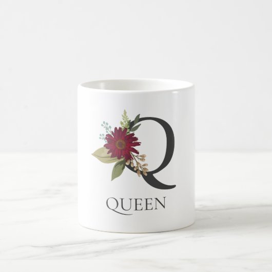 Modernes, individualisierbares Mit Monogramm Blume Kaffeetasse (Mittel)