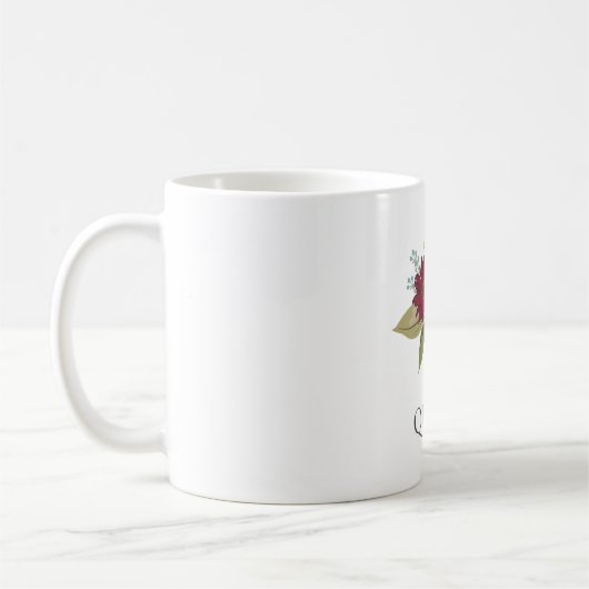 Modernes, individualisierbares Mit Monogramm Blume Kaffeetasse (Links)