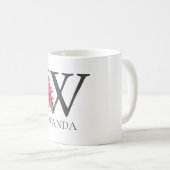 Modernes, individualisierbares Mit Monogramm Blume Kaffeetasse (VorderseiteRechts)