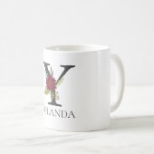 Modernes, individualisierbares Mit Monogramm Blume Kaffeetasse (VorderseiteRechts)