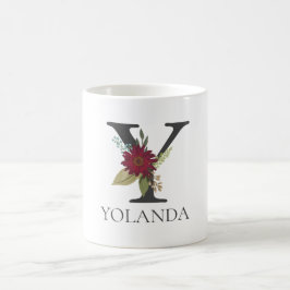 Modernes, individualisierbares Mit Monogramm Blume Kaffeetasse