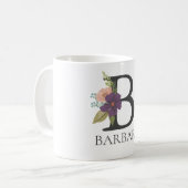 Modernes, individualisierbares Mit Monogramm Blume Kaffeetasse (Vorderseite Links)