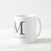 Modernes, individualisierbares Mit Monogramm Blume Kaffeetasse (VorderseiteRechts)
